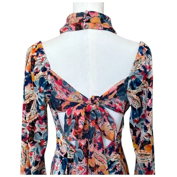 For Love & Lemons Blake Mini Dress Floral Cutout M - Picture 8 of 14